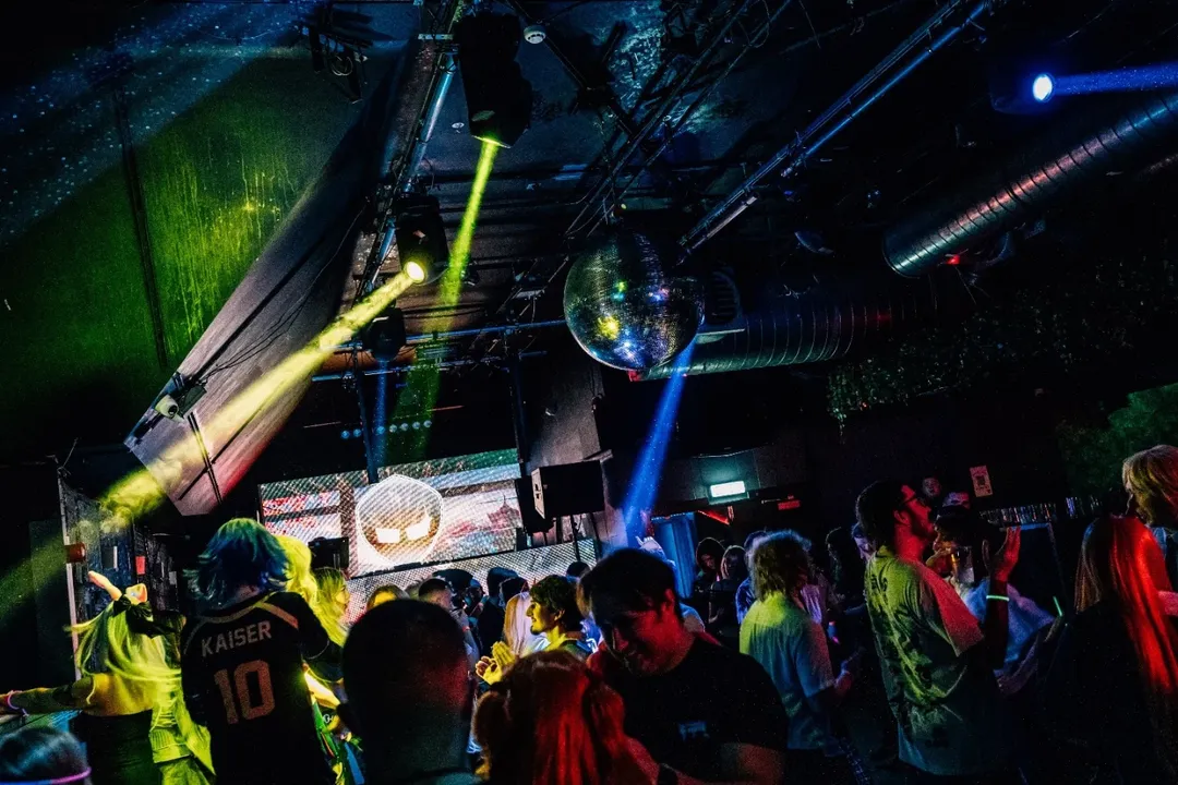 Anime Disco dancefloor with NerdyNI logo